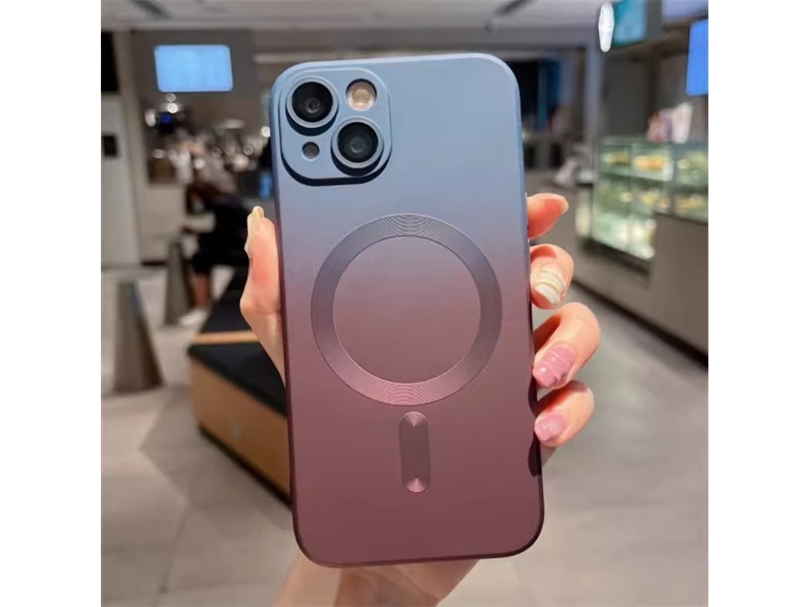 Capa Para Iphone 17 Pro Max Com Gradiente Azul E Roxo, Magnética, Em Silicone Fosco, Com Cobertura Total E Resistente A Quedas.