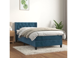 Cama Com Molas/colchão 80x200 Cm Veludo Azul-escuro