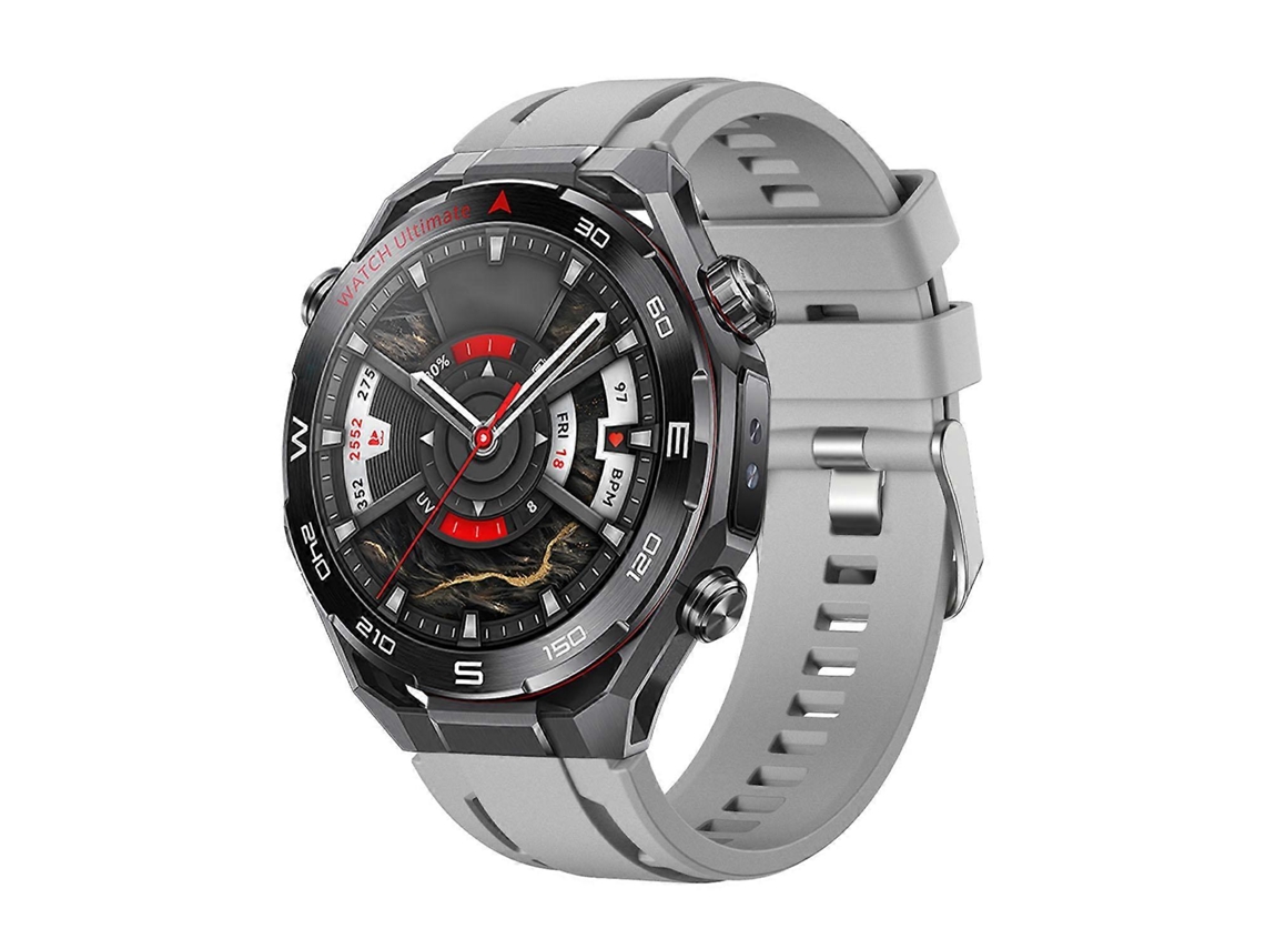 Pulseira De Silicone Prateada Com Fecho De Botão De Pressão Para Huawei Watch Ultimate 2.