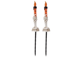 2 Pcs Estacas de Luz de Vela Halloween Mão de Fantasma Caveira Plástica Luz Quente 120mah S/MARCA