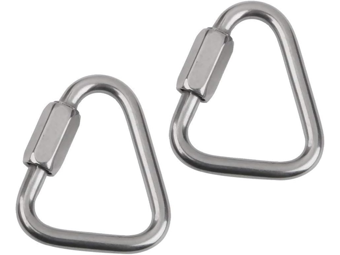 Conjunto de 2 mosquetões triangulares de aço inoxidável da Engate