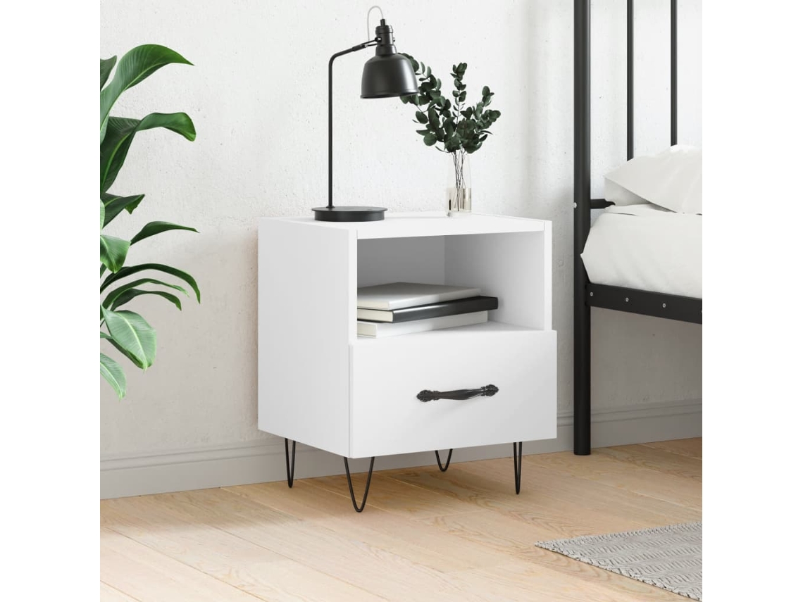 Vidaxl Mesa De Cabeceira 40x35x47,5 Cm Derivados De Madeira Branco