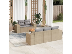 Vidaxl 6 Pcs Conjunto de Sofás P/ Jardim com Almofadões Vime Pe Bege