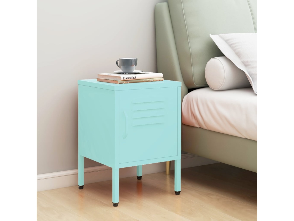 Vidaxl Mesa De Cabeceira 35x35x51 Cm Aço Verde-hortelã