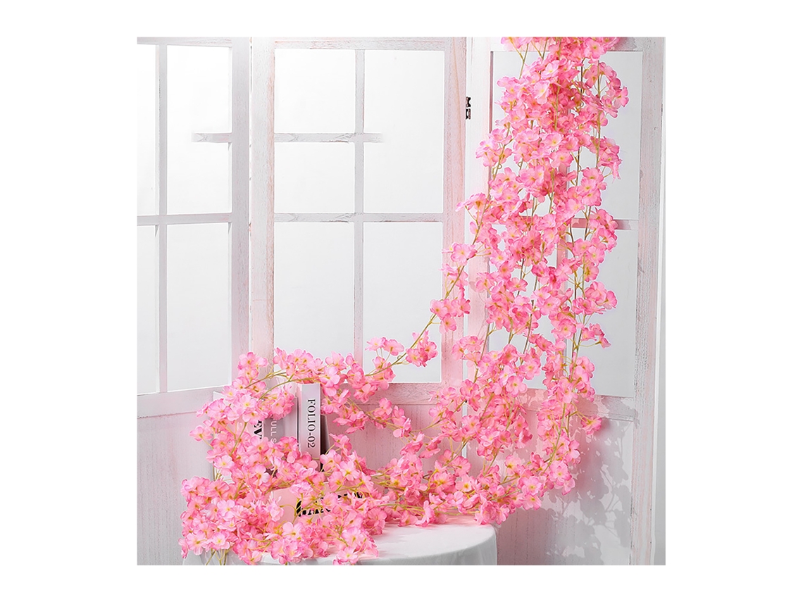 Rattan Arteficial LAXISCREED 1,8m Rosa Fundo 135 Flores