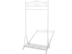 Vidaxl Bengaleiro De Aço Com Prateleira, Branco