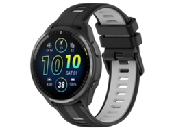 Bracelete para Garmin Forerunner 965 silicone bicolor com fivela preta e cinza XIAOMOYU