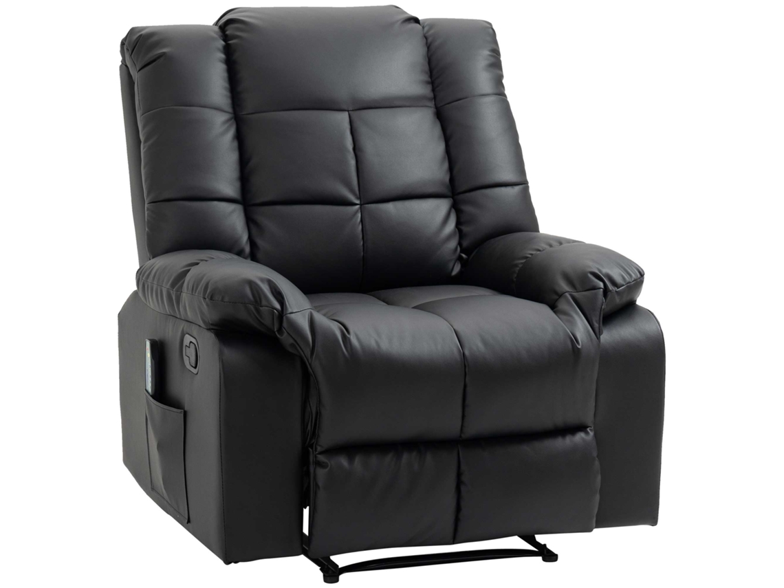 Mesa de massagem elétrica em couro sintético, madeira e aço, preta, 94x99x99cm para máximo conforto.