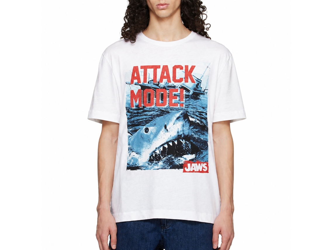 Rockinstone Jaws Movie Attack Mode White Adult T-shirt Size:l
