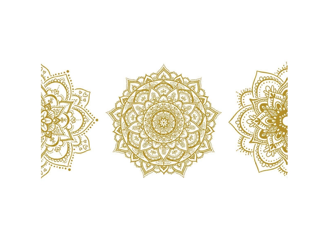 Rebe adesivo de Parede Mandala Boho Metade Dourada Decalque de Vinil Decoração Floral de Parede para Quarto Cozinha Escritório