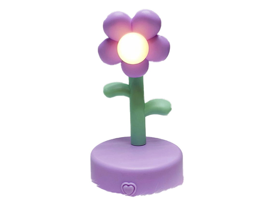 Lâmpada de Mesa Floral Portátil com Luz de Noite Roxa | S/MARCA