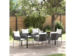 Vidaxl Conjunto De Jantar Para Jardim 7 Unid. Marrom E Preto