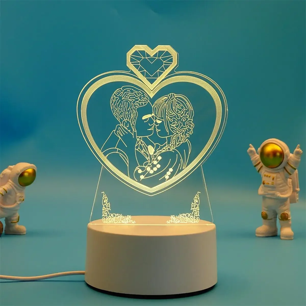 Luminária Noturna Led Usb 3d em Acrílico , Ideal para Decoração de Casa e Quarto. MDUG (3 Cores)