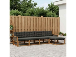 Vidaxl Conjunto De Sofás Para Exterior 5 Pcs Natural E Preto