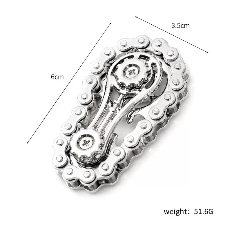 Fidget Spinner de Metal, Alívio do Estresse, Corrente de Metal MDUG (prateado)
