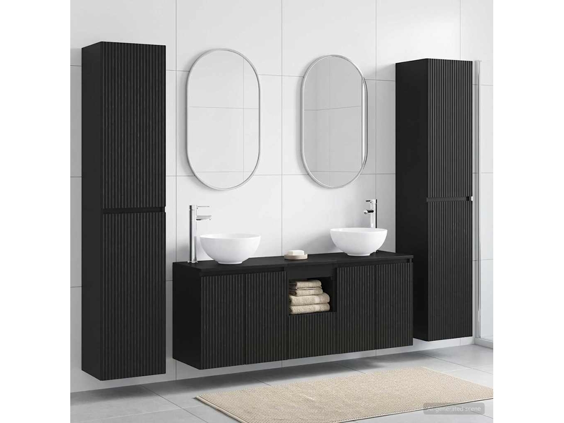 Vidaxl Conjunto De Móveis Para Banheiro 5 Unid. Preto