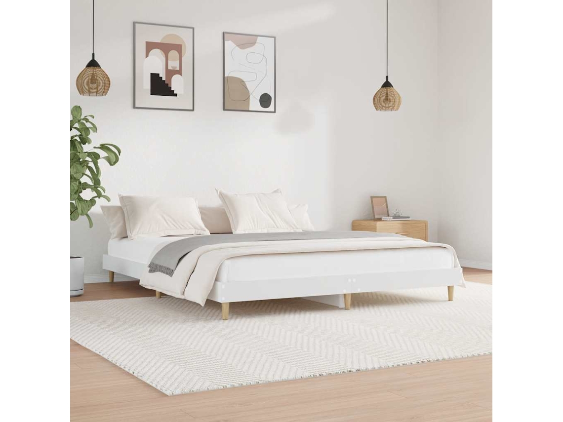 Vidaxl Estrutura de Cama 120x200 Cm Derivados de Madeira Branco