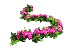 Guirlanda de Rosas Artificiais , Pacote com 4 Unidades. Ideal para Decoração de Casamentos, Festas, Jardins e Artesanato. AQUAFORGE (230 Cm)