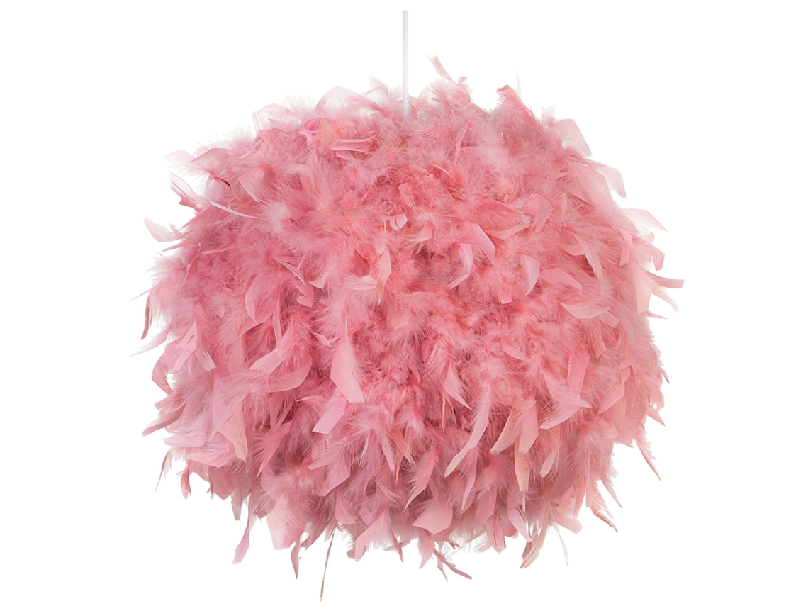 Lámpara Colgante Beliani Drava De Plumas De Pato Rosa 40x40x154