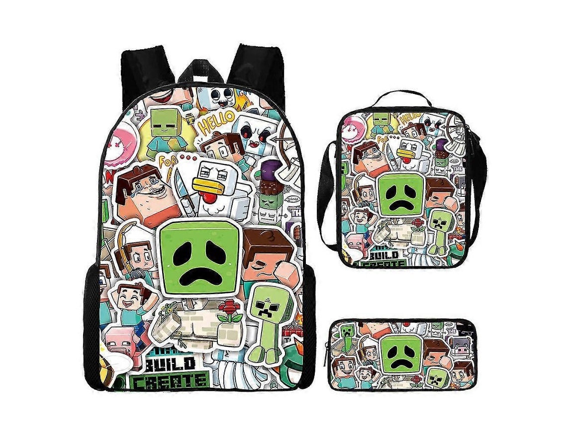 Conjunto Mochila Escolar 3 Peças, Estilo Gamer, Aulas