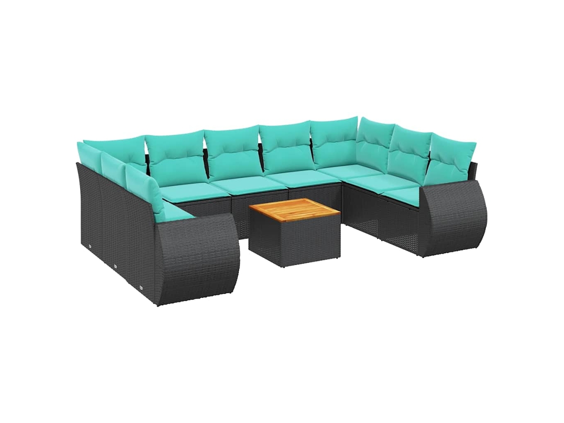 Conjunto de Sofá Jardim 3 Peças Almofadas Rattan Sintético MAISON EXCLUSIVE
