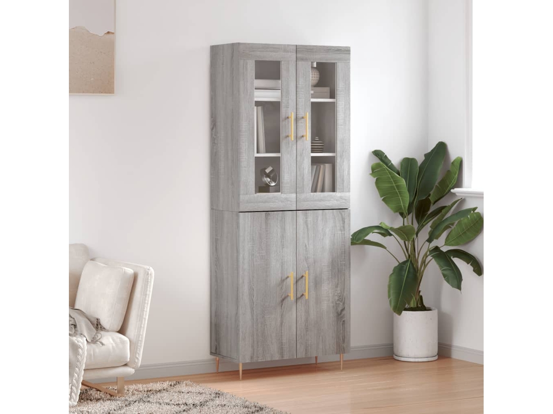 Vidaxl Armário Alto 69,5x34x180 Cm Derivados De Madeira Sonoma Cinza