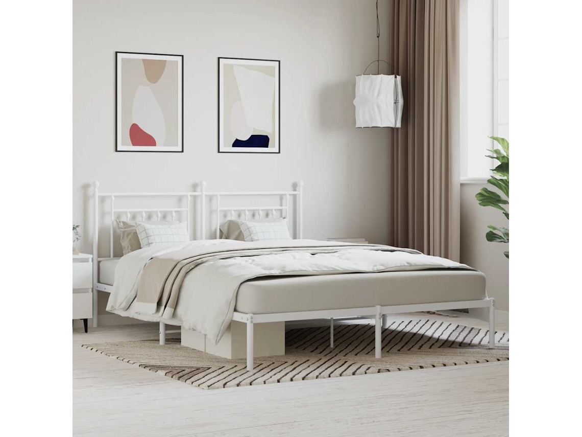 Vidaxl Estrutura de Cama com Cabeceira 180x200 Cm Metal Branco