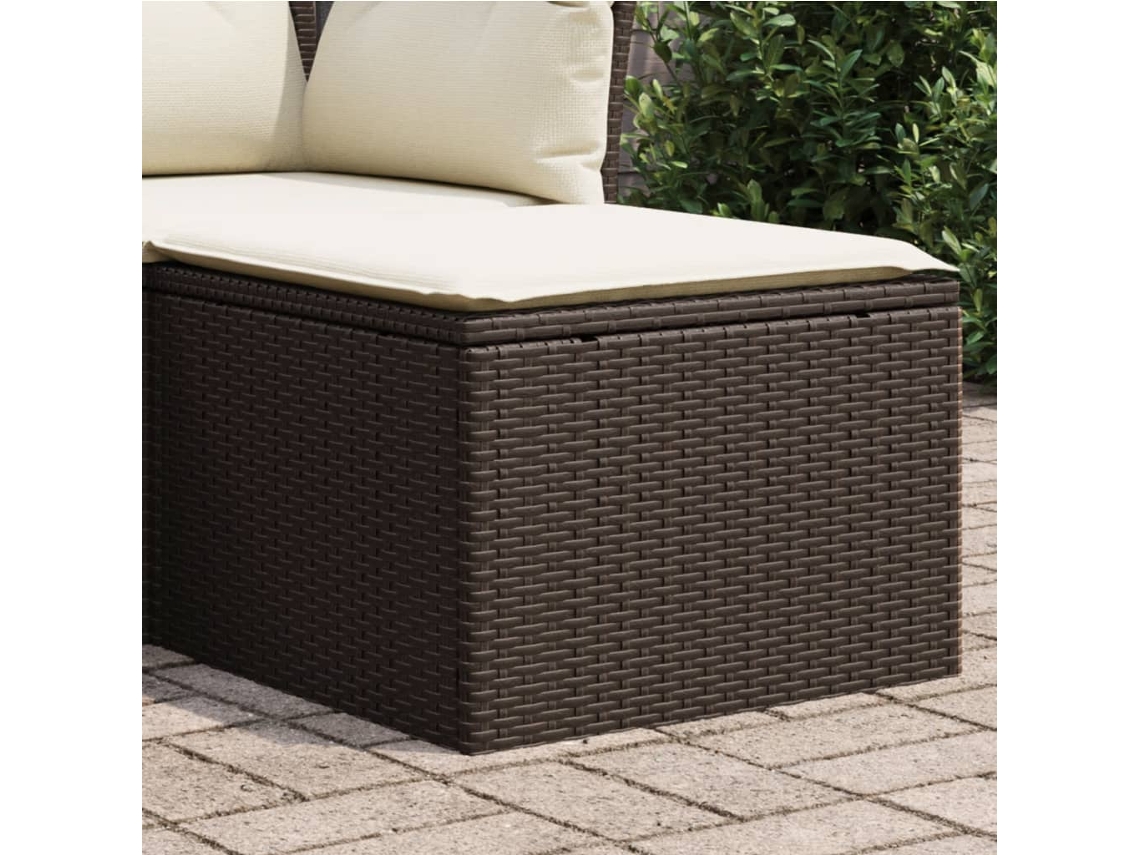 Vidaxl Banco De Jardim Com Almofadão 55x55x37 Cm Vime Pe Castanho