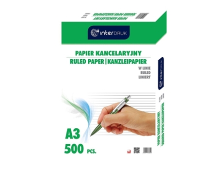 Papel De Escritório A3, Folhas Pautadas, 500 Unidades Interdruk