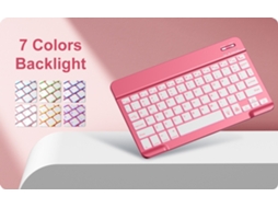 Capa Com Teclado Para Tablet Lurelia, Para I Pad 10.2/10.5 Com Luz De Fundo Vermelha Begonia (7ª/8ª/9ª Geração/air3/pro, Teclado Bluetooth