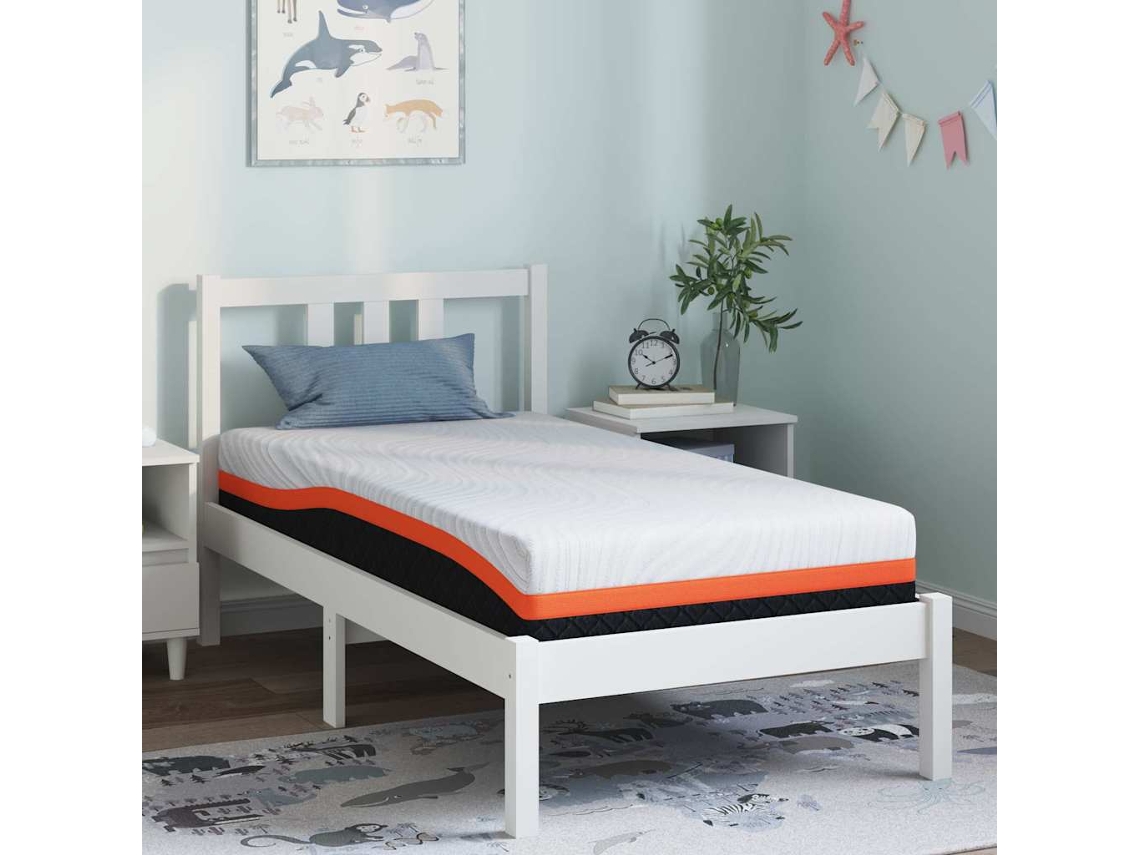 Vidaxl Colchão Branco E Preto 80 X 160 Cm Tecido Jacquard