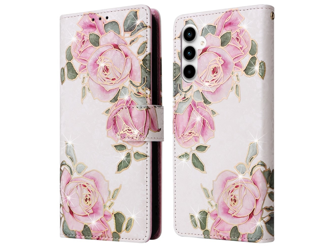 Capa Carteira Com Estampa Floral Para Samsung Galaxy A35