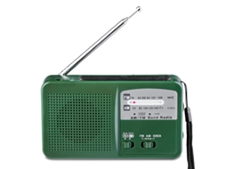 Rádio Fm/am com Manivela e Energia Solar, Lanterna Led e Sirene, Verde AQUAFORGE