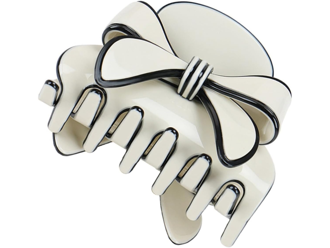 Presilha de cabelo feita de acetato branco, ideal para cabelos grossos e confortáveis.