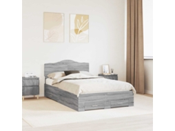 Vidaxl Estrutura da Cama Cinza Sonoma 120 X 200 Cm Madeira Processada