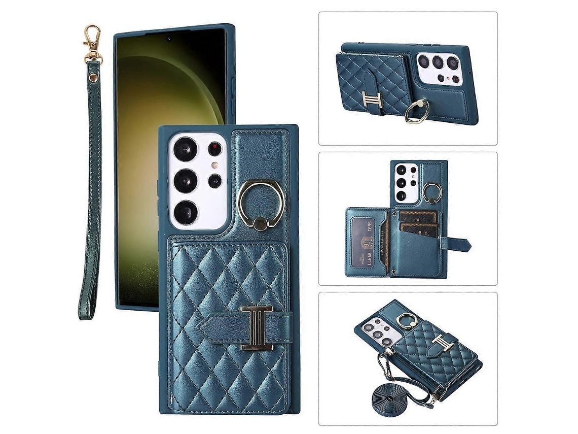 Capa Para Celular Com Suporte Horizontal Para Cartões E Argolas, Com Cordão Duplo, Compatível Com Samsung Galaxy S23+ 5g.