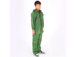 Traje De Lluvia Abrigo Pantalón Espesor Cierre Botones Talla Única Verde