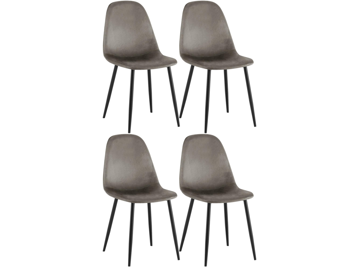 Conjunto De 4 Cadeiras De Jantar Napier Antracite Veludo