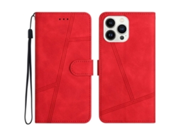 Capa Em Couro Pu Para Apple Iphone 16pro Max Cor Vermelho