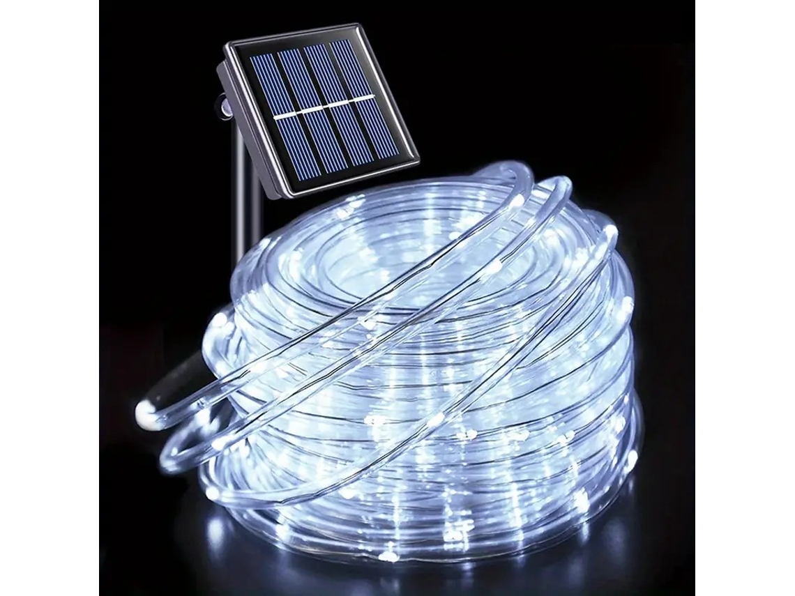 (50 Leds Brancos De 7m) Cordão De Luzes Led Solares À Prova D'água Para Uso Externo, 8 Modos.