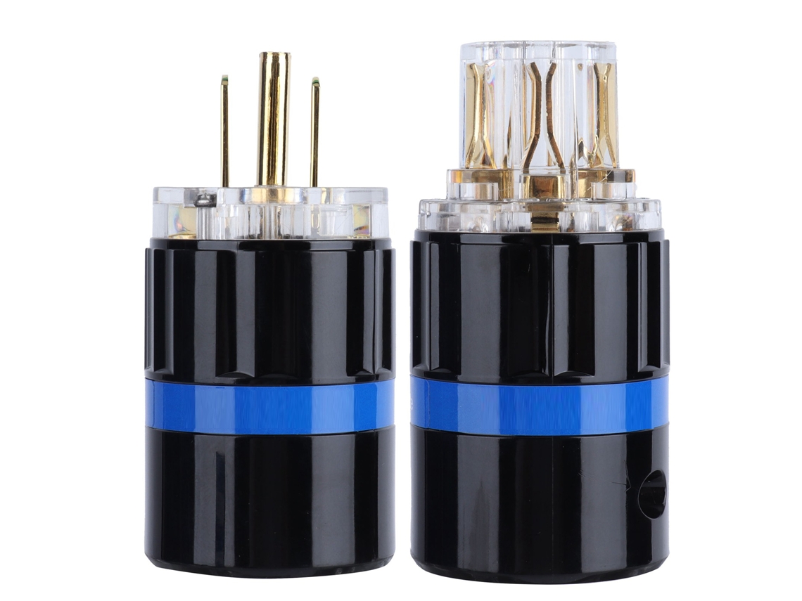 Conector De Energia Áudio Em Latão Puro Com Platina Ouro 24k