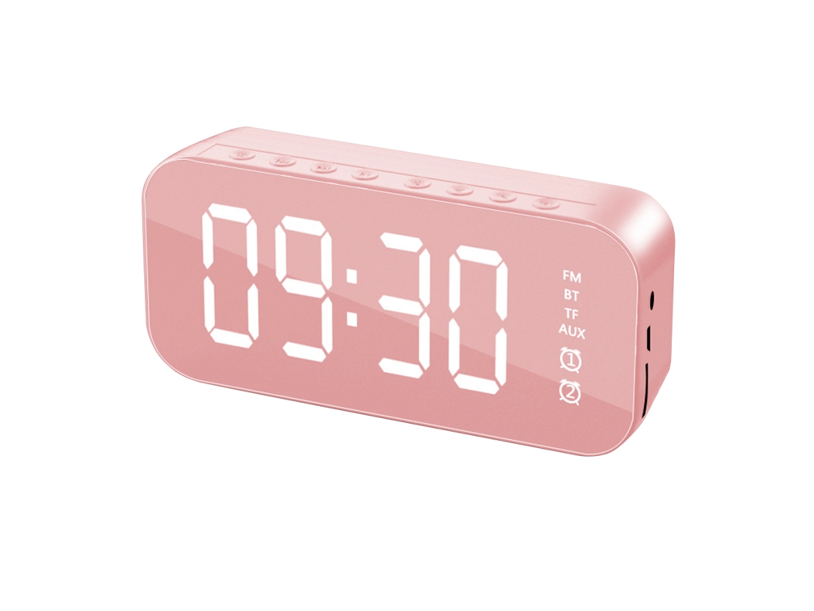 Relógio Digital Com Alarme E Alto-falante Bluetooth Superfície De Espelho Para Quarto E Escritório