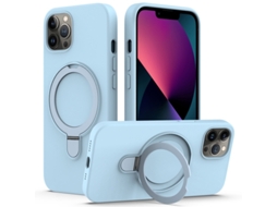 Capa Mobile Phone Cases Magsafe Liquid With Ring para iPhone 12 Pro Silicone Magnética Azul