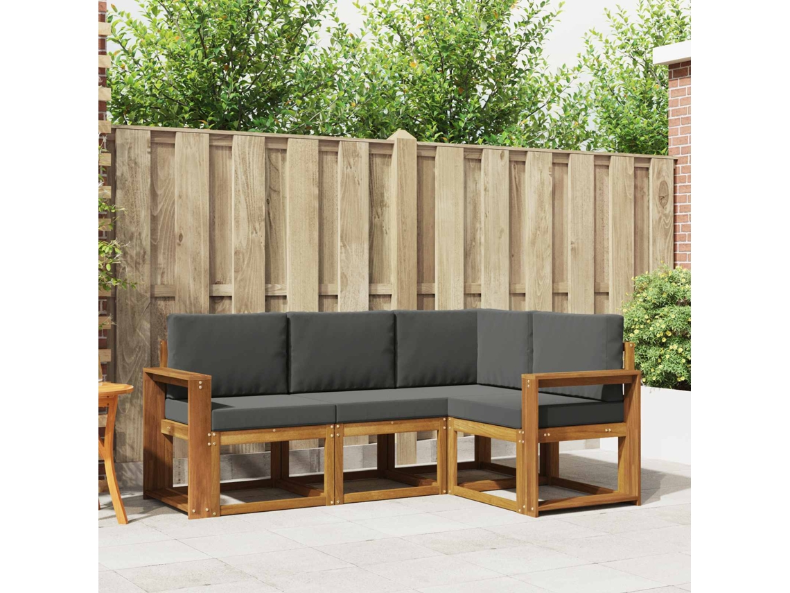 Vidaxl Conjunto De Sofás Para Exterior 4 Unid. Natural E Antracite