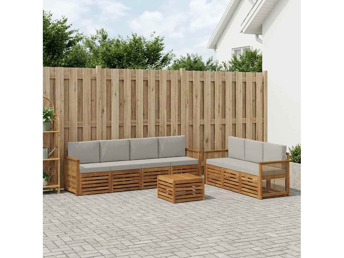 Vidaxl Conjuntos De Sofás Com Almofada 8 Pcs Madeira Sólida De Acácia