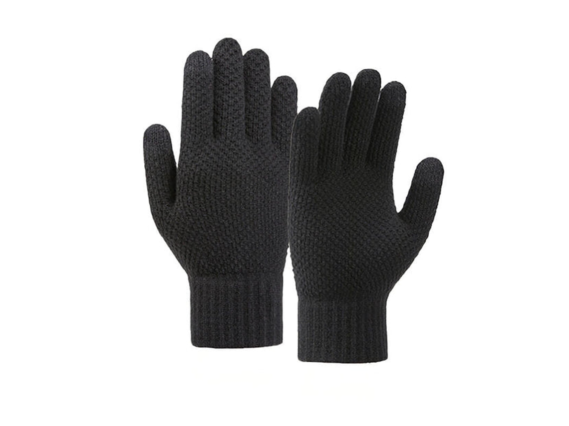 Luvas De Inverno Trançadas Para Telemóvel - Preto
