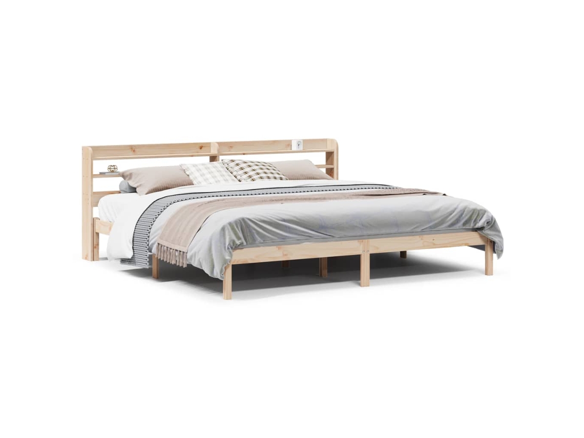 Cama Sem Colchão 200x200 Cm Madeira de Pinho Maciça MAISON EXCLUSIVE