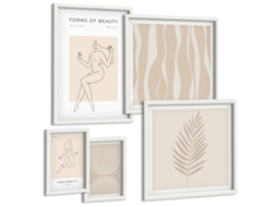 Quadros Decorativos Para Parede Arquitetura Marítima De Santorini Moldura Branca Pinturas De Quarto Espelharte (conjunto De 5 Imagens)