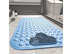 2026 tapete de Banho Antiderrapante Linjou 70x40cm com Buracos de Drenagem, Ventosas e Partículas de Massagem Azul Azul