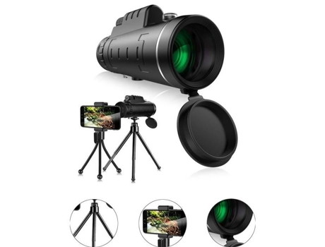 Poderoso Telescópio Monocular Zoom Óptico 40X60 Lente Hd Telescópio Monocular Tripé Clipe de Telefone Universal SANLIN BEANS